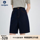 Navigare意大利小帆船牛仔短褲25夏季新款百搭時(shí)尚五分褲高腰通勤百搭中褲 海軍藍 L