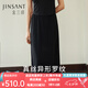 金三塔真絲可外穿羅紋正肩短袖真絲小衫半裙 黑色(半裙) XL