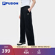FILA FUSION斐樂(lè )潮牌針織長(cháng)褲男2025夏季新款時(shí)尚寬松收口休閑褲 【女】正黑色-BK L