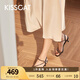 KISSCAT接吻貓夏新款仙女風(fēng)中跟時(shí)裝涼鞋法式一字帶涼鞋女KA54317-16 黑色 37