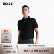 BOSS博斯【禮物】【珠地布】男士徽標(biāo)貼片彈力棉修身短袖Polo衫 001-黑色 XL