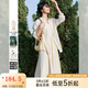 梵希蔓萊賽爾杏色法式吊帶裙套裝女2025春季新款襯衫連衣裙兩件套 A0730 杏色 L