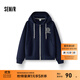 森馬[商場(chǎng)同款]外套女連帽刺繡學(xué)院風(fēng)2025春新款寬松落肩質(zhì)感夾克 紫藍80635 L 165/88A