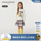 Teenie Weenie Kids小熊童裝25年款女童學(xué)院假兩件格紋拼接衛(wèi)衣裙 象牙白 140cm