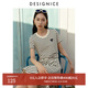 迪賽尼斯（DESIGNICE）2024年夏季新款通勤風(fēng)氣質(zhì)條紋開(kāi)叉長(zhǎng)裙圓領(lǐng)短袖連衣裙 條紋 M
