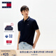 TOMMY JEANS【潮流鑲邊】25夏季男裝純棉珠地網(wǎng)眼商務(wù)翻領(lǐng)短袖T恤POLO 藏青色C1G M