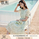 香影扎染綠色連衣裙女2025夏季新款超仙泡泡袖系帶海邊度假風(fēng)裙子 淺綠 M 160/84A/95-110斤