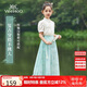 英氏（YEEHOO）兒童漢服女童馬面裙中大童裝新中式雪紡國(guó)風(fēng)半身裙子夏 藍(lán)色 160