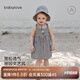babylove女寶寶連衣裙夏季薄款吊帶裙嬰幼兒法式公主裙洋氣甜美格子裙 維希風(fēng)尚 90