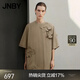 JNBY/江南布衣【立體花卉】春夏連衣裙女府綢短袖H型設計感5O4G10950 216/臘粉駝色 S