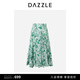 DAZZLE 地素半裙冬季綠色印花立裁百褶裙 綠色 S