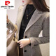 皮爾卡丹（pierre cardin）毛呢外套女士春秋冬季2025年新款小個(gè)子今年流行西裝中長(cháng)呢子大衣 廣州十三行條紋 L (100-110斤)