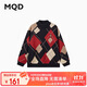 馬騎頓（MQD）男童中大童冬季學(xué)院風(fēng)菱格撞色半高領(lǐng)毛衣 藏青 160