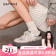 達(dá)芙妮官方銀色德訓(xùn)鞋子女2025春季新款女鞋厚底增高休閑百搭蕾絲小白鞋 銀色【復(fù)古蕾絲邊】 37