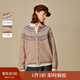 茵曼2025秋冬女裝新款復古費爾島提花毛衣寬松圓領(lǐng)仿牛絨針織開(kāi)衫 淺咖啡 XL