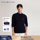 TOMMY HILFIGER秋冬男裝羊毛混紡休閑通勤刺繡寬松圓領(lǐng)打底針織衫毛衣32021 藏青色ABS M （推薦：135-150斤）