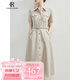 clotho Rennie品牌女裝法式襯衫連衣裙女中長(zhǎng)款2025夏季新款氣質(zhì)通勤收腰顯瘦 卡其灰 M