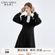 秋水伊人翻領(lǐng)學(xué)院風(fēng)衛衣連衣裙春秋新款女裝顯瘦百搭裙子 黑色 M
