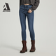 ABLE JEANS【提臀褲】彈力高腰牛仔褲緊身褲修身顯瘦小腳褲女褲鉛筆褲韓系 【四季款】天晴藍 /901689 27 （165/70A）