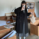 妙奕嘉英倫風(fēng)雙排扣毛呢大衣黑色毛呢外套中長(cháng)款女士秋冬季呢子大衣女裝 雙排扣西裝領(lǐng)大衣【黑色】M（建議100-110斤）