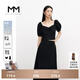 麥檬MM商場(chǎng)同款2023春夏新款冰絲黑色泡泡袖法式T恤女5E4320521 黑色上衣5E4320521 S