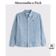 ABERCROMBIE & FITCH【李現(xiàn)同款】男裝25春夏美式經(jīng)典小麋鹿亞麻混紡襯衫KI125-5085 藍色 M (180/100A)