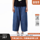 幻走（MOVEUP）2025夏季新款.FUN系列純棉丈根腰繡花章仔牛仔直筒褲女 牛仔藍 S