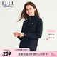 ELLE ACTIVE高級(jí)感半拉鏈立領(lǐng)衛(wèi)衣女士秋百搭彈力運(yùn)動(dòng)舒適套頭衫經(jīng)典針織衛(wèi)衣 藏青色 L