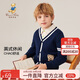 Classic Teddy精典泰迪童裝兒童毛衣男童針織衫寶寶開(kāi)衫外套時(shí)尚秋裝 深藍 150