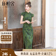 絲柏舍新中式旗袍2025夏裝新款女裝復(fù)古短袖立領(lǐng)中長款連衣裙