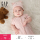 GAP嬰兒2025春季新款棉質(zhì)布萊納熊短袖連體衣兒童裝包屁衣716083