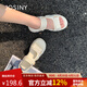 卓詩尼運動涼鞋女2025夏日透氣厚底休閑沙灘軟底一腳蹬老爹鞋 米白色 37