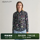GANT/甘特春季新款女士時(shí)尚氣質(zhì)法式復(fù)古襯衣直筒印花長袖襯衫上衣 晚藍(lán)色 36