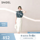 SNIDEL2025春夏新品半高領(lǐng)蝴蝶結(jié)印花小飛袖雪紡襯衫SWFB252053 深藍(lán) 均碼 (F)