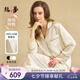 絲界真絲睡衣女100%桑蠶絲簡約純色情侶絲綢家居服絲綢套裝七夕禮物