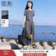 香影灰色休閑套裝女2025夏季新款正肩t恤半身裙兩件套一整套穿搭 深灰 M 160/84A/95-110斤