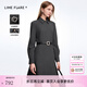 LIME FLARE萊茵福萊爾2024冬季格雷系翻領(lǐng)百褶連衣裙女收腰學(xué)院風(fēng)灰裙子 深灰色 M