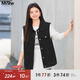 MsShe【復(fù)古短款牛仔馬甲外套】加大碼女裝2025秋裝胖mm寬松翻領(lǐng) 牛仔黑色現(xiàn)貨 3XL