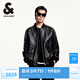 杰克·瓊斯（JACK&JONES）秋季時(shí)尚百搭潮簡(jiǎn)約舒適略寬松棒球領(lǐng)型男士皮夾克男裝225110003 E40黑色 常規(guī) M