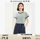 佐丹奴T恤女裝純棉刺繡撞色邊甜美元氣少女圓領(lǐng)短袖t恤女05322395