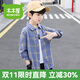 木木屋男童外套春秋款中小童兒童格子襯衫春裝洋氣寶寶長(cháng)袖棉上衣薄外套 藍色加純白T恤【兩件套】 110 建議4~5歲【100-110】cm