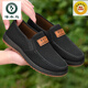 啄木鳥(niǎo)牛筋底老北京布鞋男款春秋透氣防滑休閑鞋軟底中老年一腳蹬爸爸鞋 黑色 M33 40