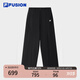FILA FUSION斐樂(lè)潮牌梭織長(zhǎng)褲女2025夏季新款時(shí)尚休閑寬松直筒褲 正黑色-BK M 165/66A/M