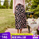 Olrain歐芮兒碎花燈芯絨半身裙女秋夏法式優(yōu)雅復古中長(cháng)款裙子 花色 M