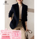 clotho Rennie品牌女裝小西裝外套女春秋2025新款小個(gè)子休閑修身顯瘦毛呢西服 藏藍(lán)色 M