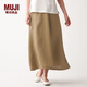 無(wú)印良品 MUJI 女式 法國亞麻 寬擺裙 BEK03C0S 深咖啡棕色 S