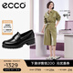 愛(ài)步（ECCO）【明星同款】樂(lè)福鞋女 百搭牛皮厚底粗跟英倫風(fēng)單鞋女 摩登490013 黑色49001301001 建議選小一碼 38 （偏大，建議選小一碼）