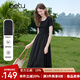 百圖betu女裝2025夏季新款短袖連衣裙拼接設(shè)計(jì)顯瘦有型裙子女2507T51 黑色 M