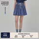 Teenie Weenie小熊半身裙女2025年夏季新款細褶碎花小清新文藝短裙 藏青色 L