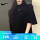 耐克（NIKE）官方t恤女 夏裝新款時尚寬松舒適簡約衣服刺繡小勾透氣棉質(zhì)短袖女 FD4150-010 XL